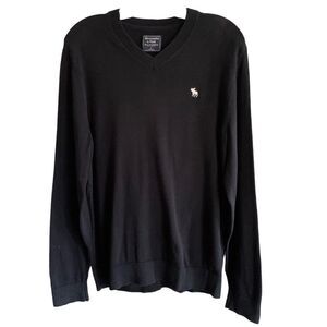 Abercrombie & Fitch Black Pima Cotton V Neck Sweater Sz L